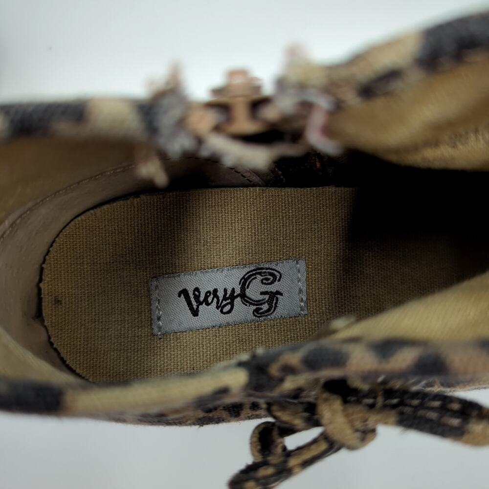 Very G 9.5 Leopard Canvas High-Top Sneakers, Tan/Black, Fair - Picture 4 of 5